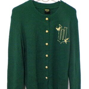 Wicked by Paul Tazwell Green 6 Button Size Medium Cardigan Sweater Gold Accents